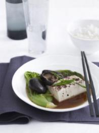 Steamed Tofu, Gai choy & Shiitake Mushrooms