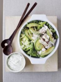 Verjuice-poached Chicken and Baby Leaves with Basil Salad Cream